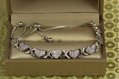 Браслет Xuping Jewelry регульований на бігунку Семь сердец сріблястий