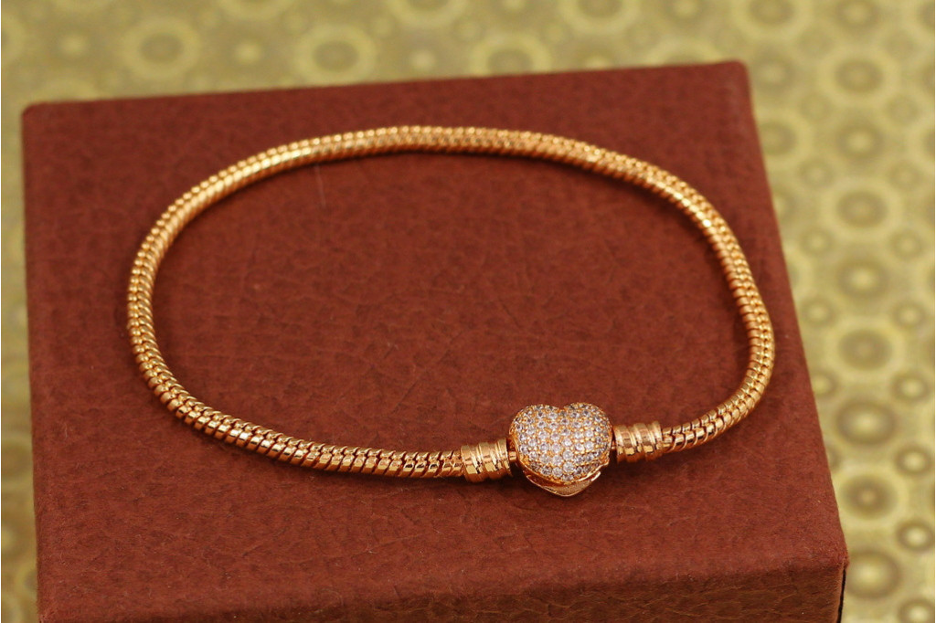 Браслет Xuping Jewelry Пандора із сердечком із фіанітів 19 см 3 мм золотистий