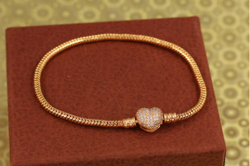 Браслет Xuping Jewelry Пандора із сердечком із фіанітів 19 см 3 мм золотистий