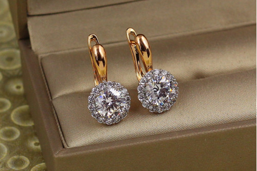 Сережки Xuping Jewelry Сияние в ободке з родієм1,9 см золотисті