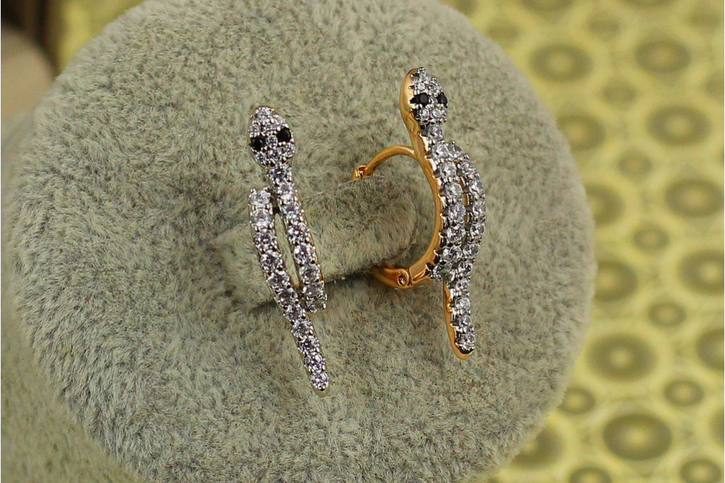 Серьги Xuping Jewelry Змеи с родием 2,5 см золотистые