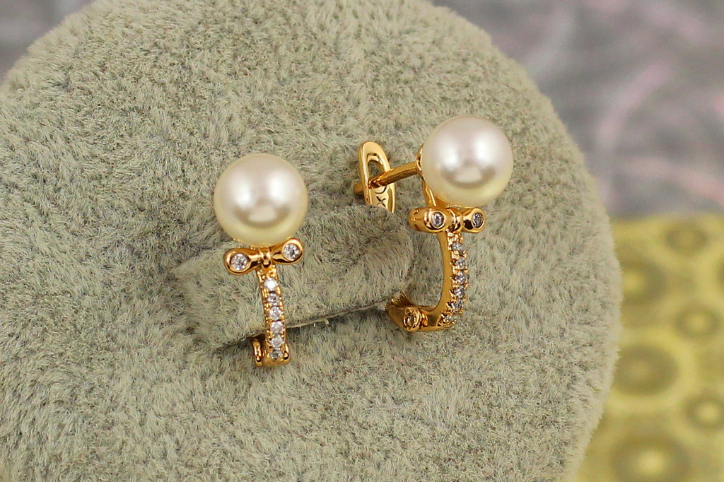 Серьги Xuping Jewelry чупик с жемчугом 1,6 см золотистые