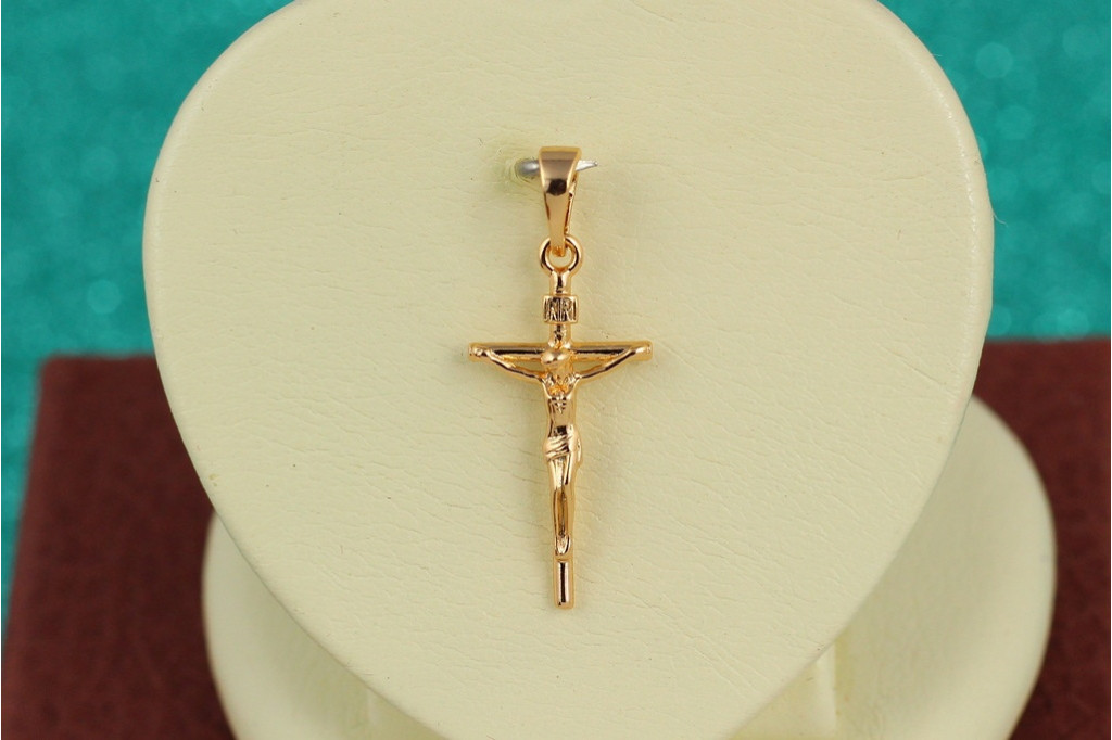 Крестик Xuping Jewelry тоненький с распятьем 2,4 см золотистый