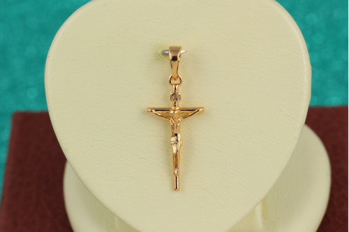 Крестик Xuping Jewelry тоненький с распятьем 2,4 см золотистый
