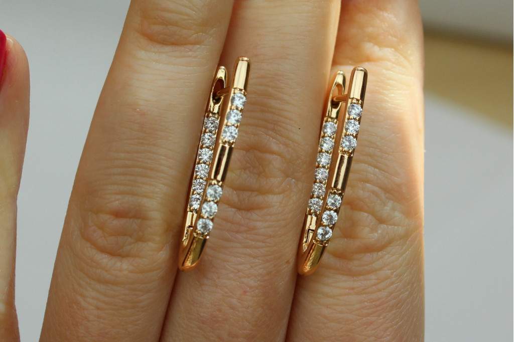Серьги Xuping Jewelry дорожки два через два 3 см золотистые