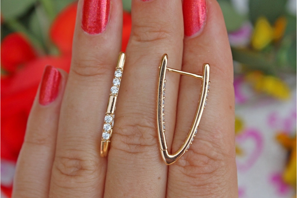 Серьги Xuping Jewelry дорожки два через два 3 см золотистые