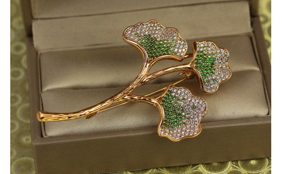 Брошка Xuping Jewelry Гінкго Білоба 6,2 см золотиста