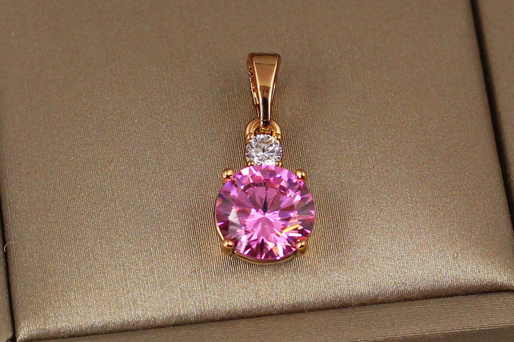 Кулон Xuping Jewelry Капитошка с розовым камнем 7 мм золотистый