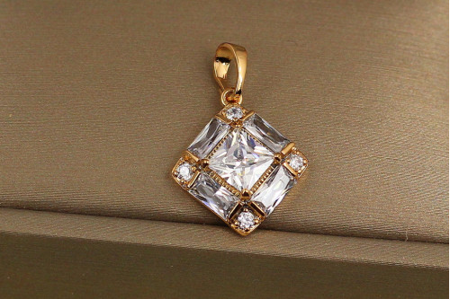 Кулон Xuping Jewelry ромб мозайка 1.8 см золотистый