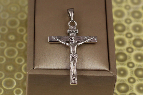 Крестик Xuping Jewelry большой с распятием 4 см серебристый