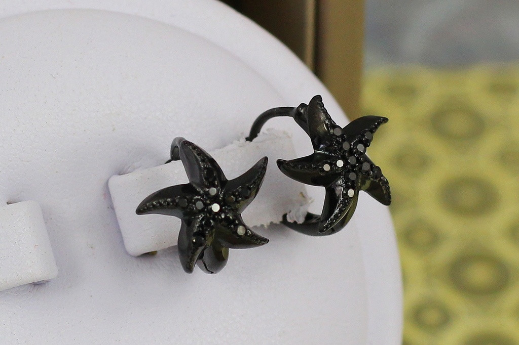 Серьги  Xuping Jewelry морская звезда 1.2 см  блек ган