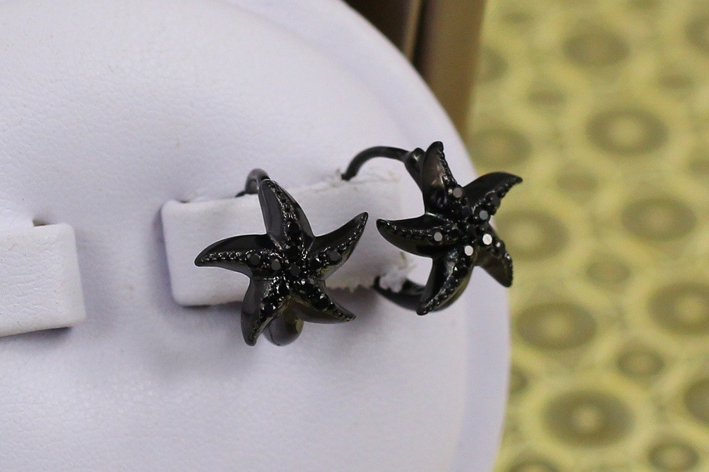 Серьги  Xuping Jewelry морская звезда 1.2 см  блек ган