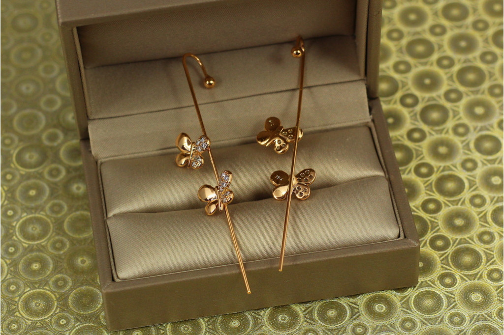 Серьги каффы Xuping Jewelry бабочки на стебельке 5,7 см золотистые