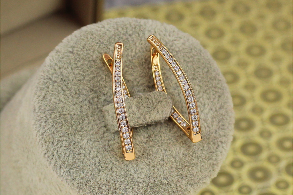 Сережки Xuping Jewelry овальні дужки 3 см золотисті