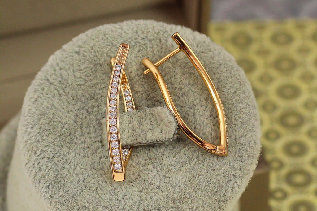 Сережки Xuping Jewelry овальні дужки 3 см золотисті