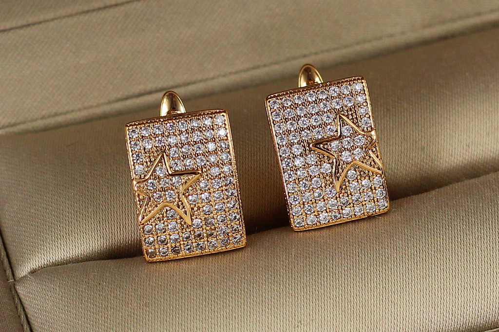 Сережки Xuping Jewelry прямокутник із зіркою 1,4 см золотисті