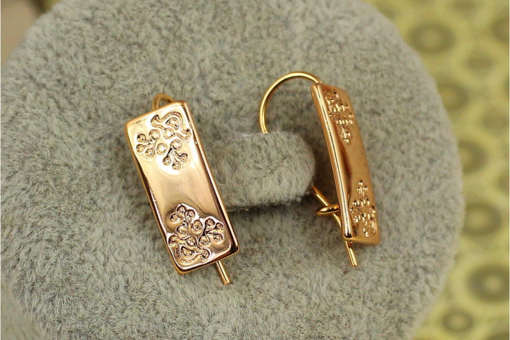 Сережки Xuping Jewelry пластина з розписом 1,7 см золотисті