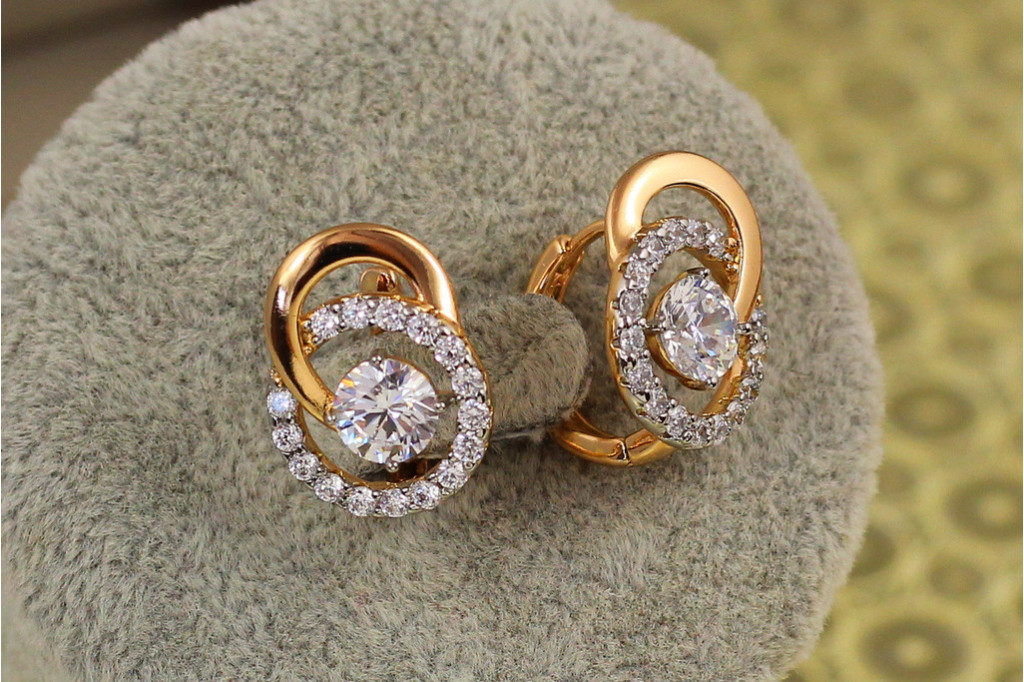 Сережки Xuping Jewelry Обертання планети с родієм 1.7 см золотисті