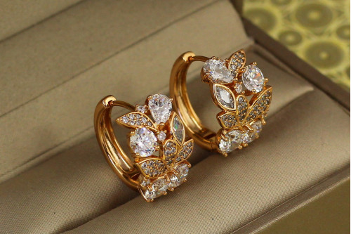 Сережки Xuping Jewelry Флористика 1,7 см золотисті