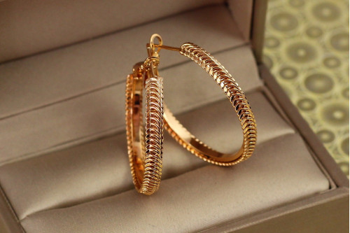 Сережки кільця Хuping Jewelry Бриз 3 см золотисті