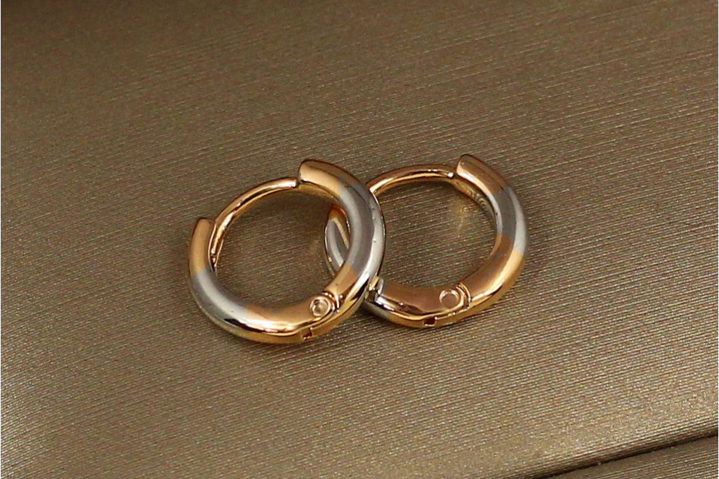 Серьги кольца Xuping Jewelry гладкие 10 мм комбинированные