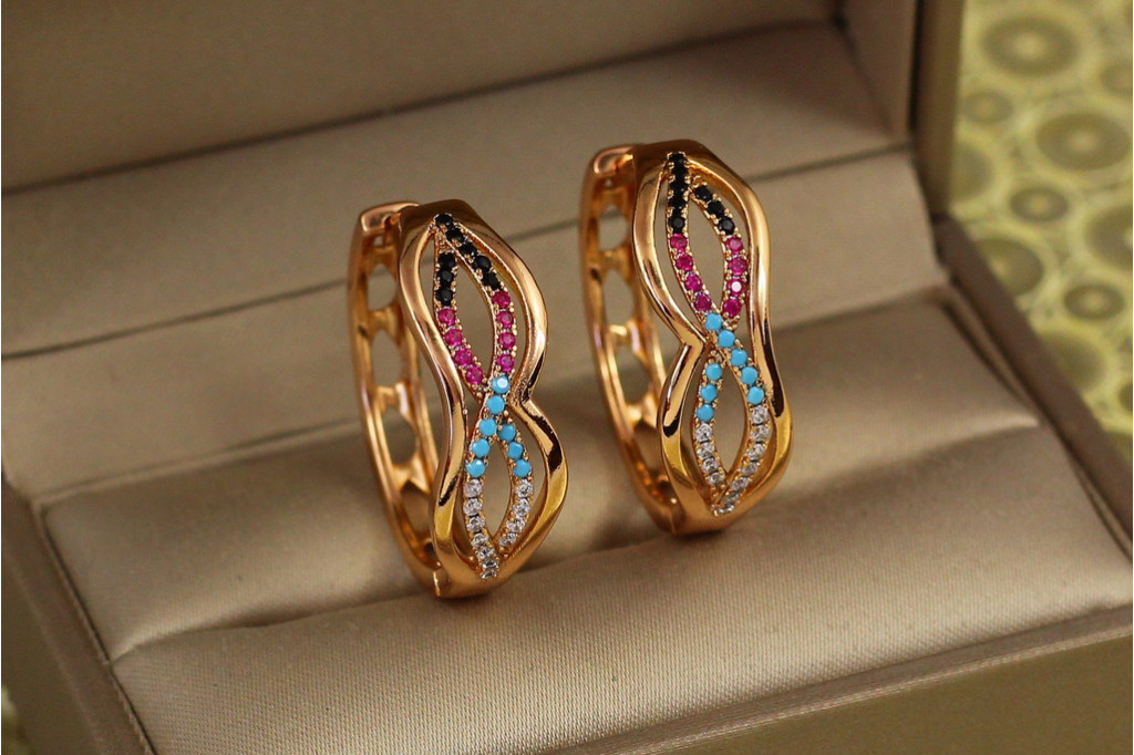 Серьги Xuping Jewelry колечки Дели 2,6 см золотистые
