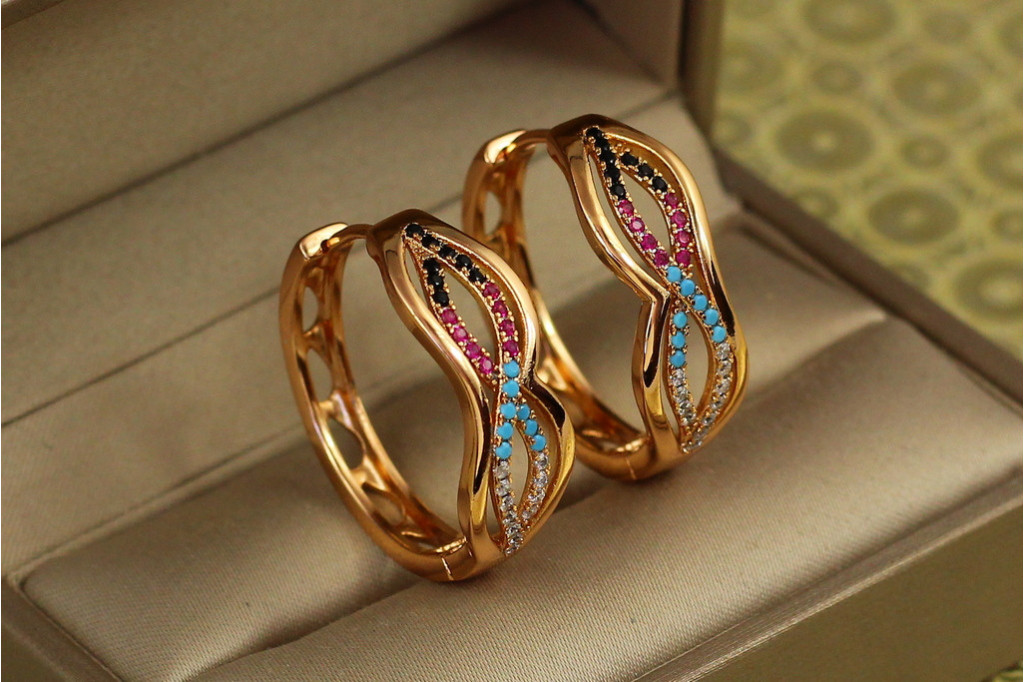 Серьги Xuping Jewelry колечки Дели 2,6 см золотистые