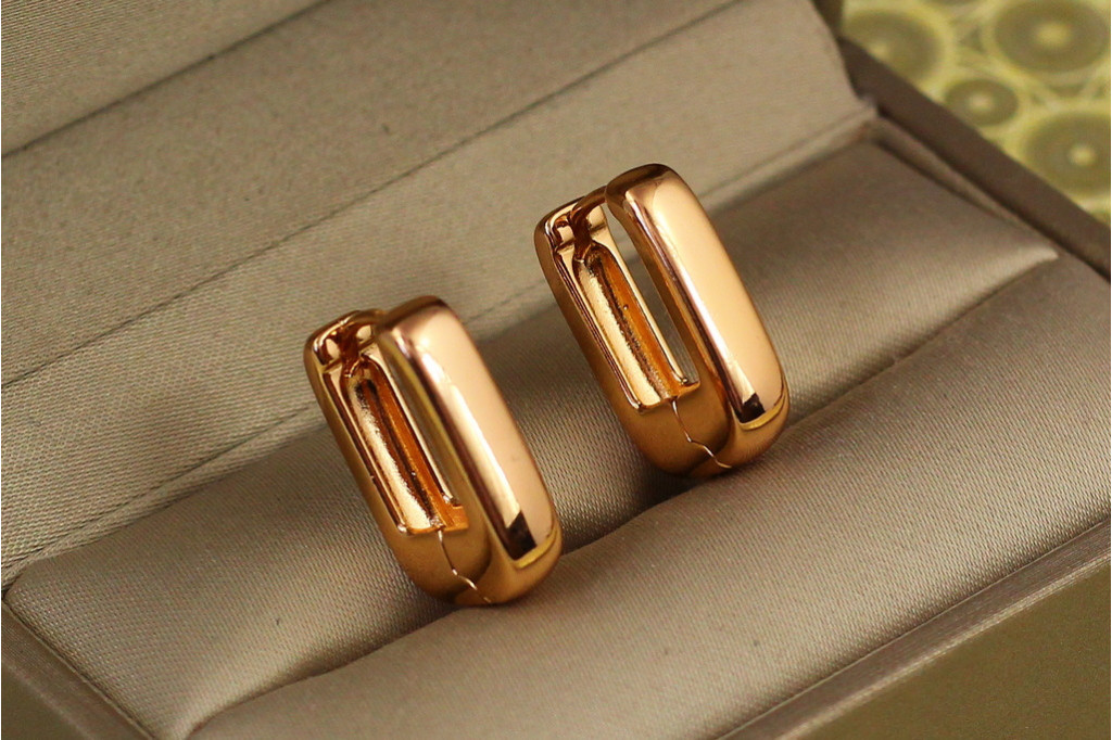Серьги  Xuping Jewelry толстый овал 1,8 см золотистые