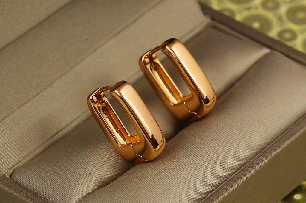 Серьги  Xuping Jewelry толстый овал 1,8 см золотистые