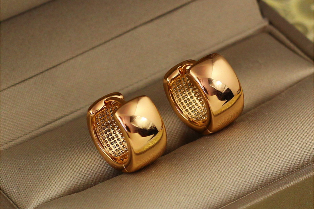 Серьги Xuping Jewelry широкие колечки 1,3 см золотистые