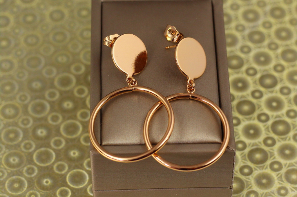 Серьги гвоздики  Xuping Jewelry монетка с туннелем 5,2 см золотистые