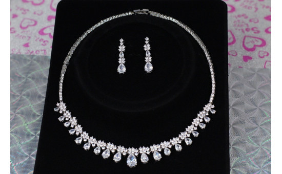 Комплект Кольє і сережки Xuping Jewelry Мірабелла сріблястий