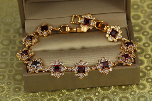 Браслет Xuping Jewelry Персія із червоними каменями 17 см золотистий
