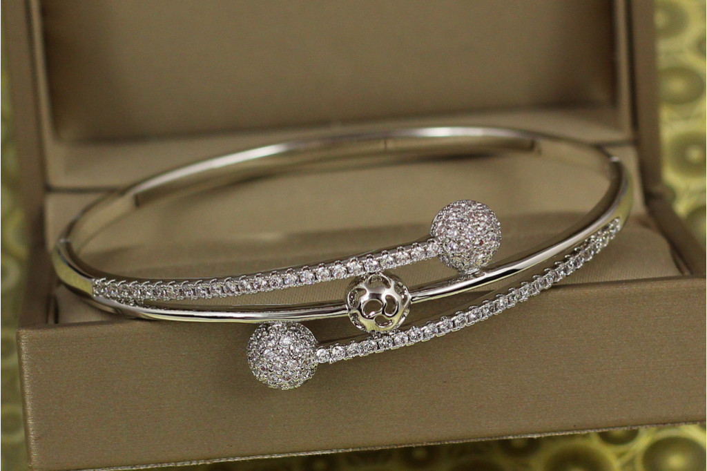 Браслет бенгл Xuping Jewelry Диско 60 мм 10 мм на руку від 17 см до 19 см сріблястий