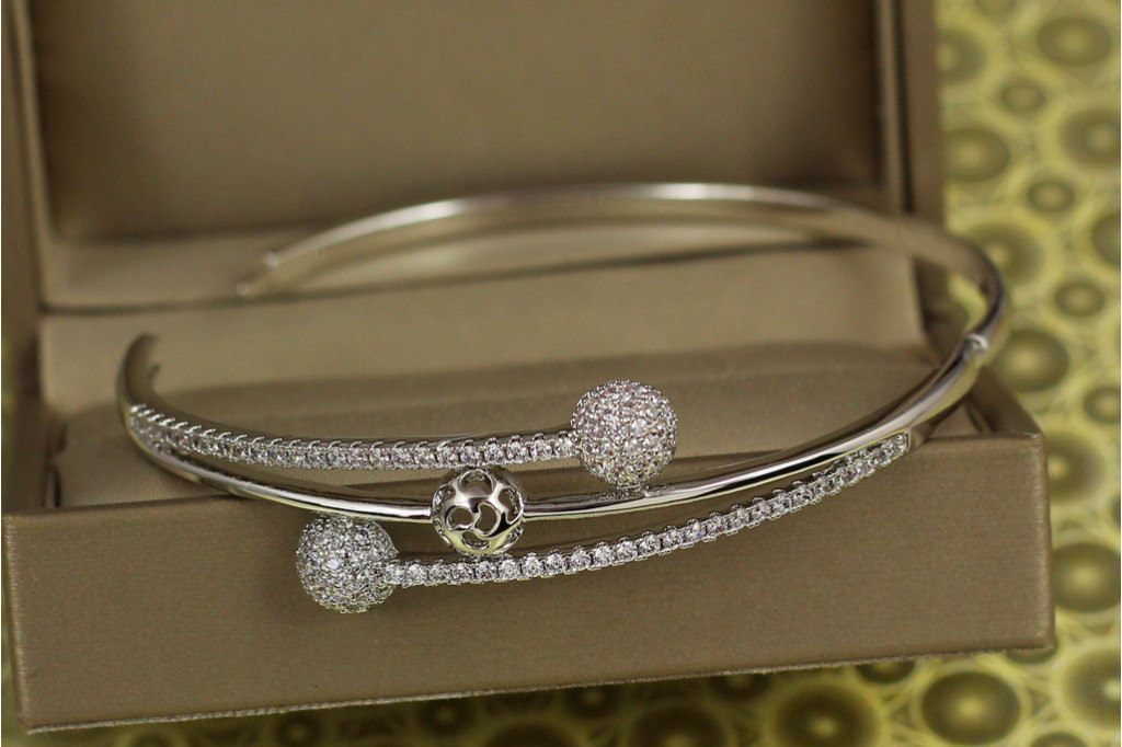 Браслет бенгл Xuping Jewelry Диско 60 мм 10 мм на руку від 17 см до 19 см сріблястий