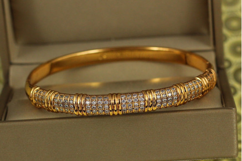 Браслет бенгл Xuping Jewelry Рядно 57 мм 8 мм золотистий