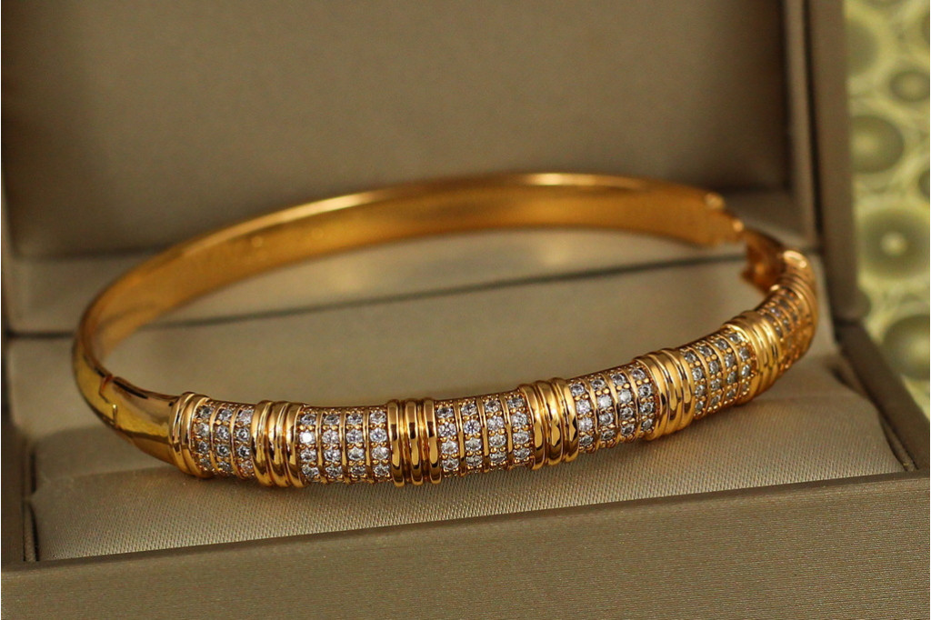 Браслет бенгл Xuping Jewelry Рядно 57 мм 8 мм золотистий