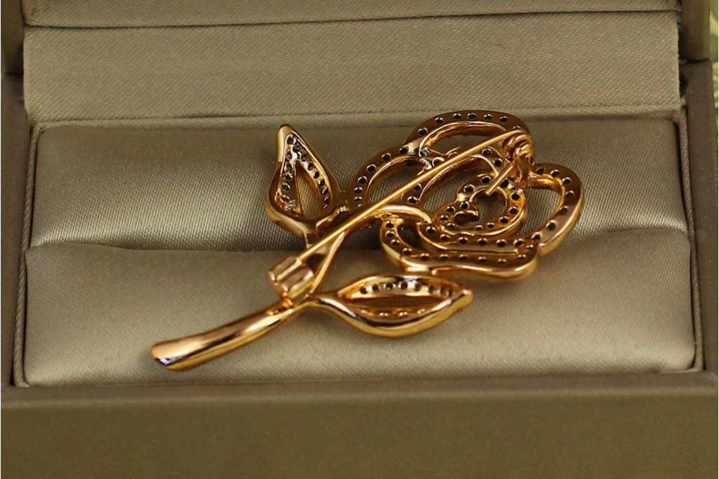 Брошь Xuping Jewelry Роза 4,7 см золотистая