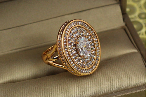 Кільце Xuping Jewelry Титул із білими каменями р 18 золотисте