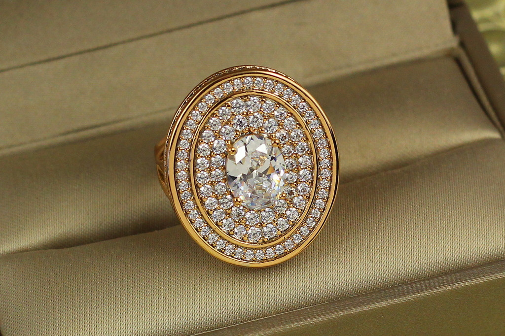 Кільце Xuping Jewelry Титул із білими каменями р 18 золотисте