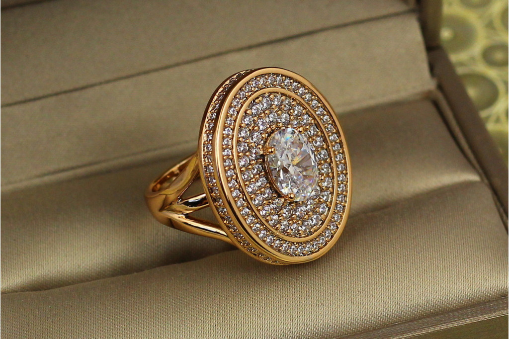 Кільце Xuping Jewelry Титул із білими каменями р 19 золотисте