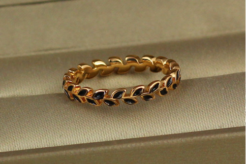 Кольцо Xuping Jewelry лавровый венок с чернением  р 19 золотистое