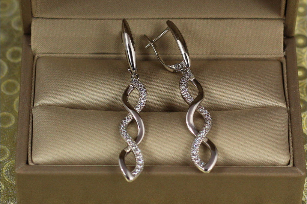 Сережки підвіски Xuping Jewelry Калето 5 см сріблясті