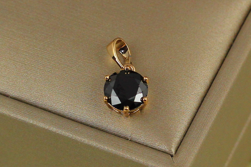 Кулон Xuping Jewelry чорний камінь на шість кріплень 8 мм золотистий