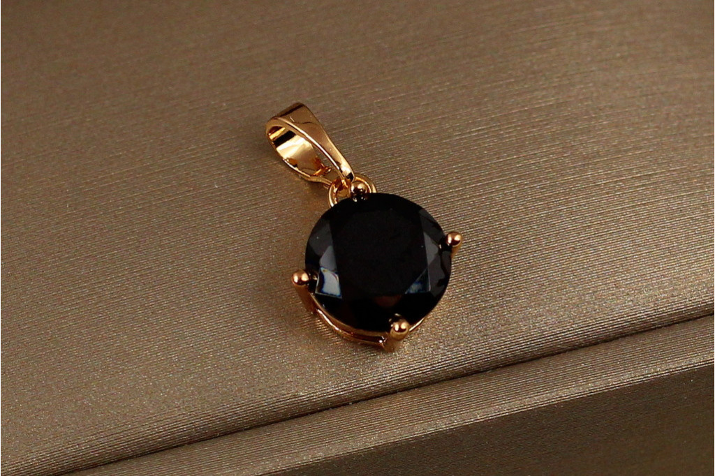 Кулон Xuping Jewelry черный камень на четыре крепления 9 мм золотистый