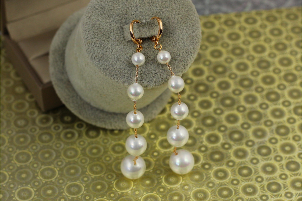 Сережки підвіски Xuping Jewelry Філософія сфер з перлами 9 см золотисті