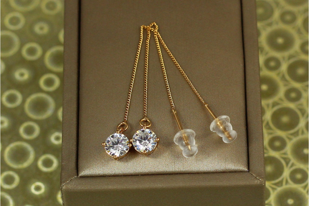 Серьги продевки Xuping Jewelry камешки 8,5 см золотистые
