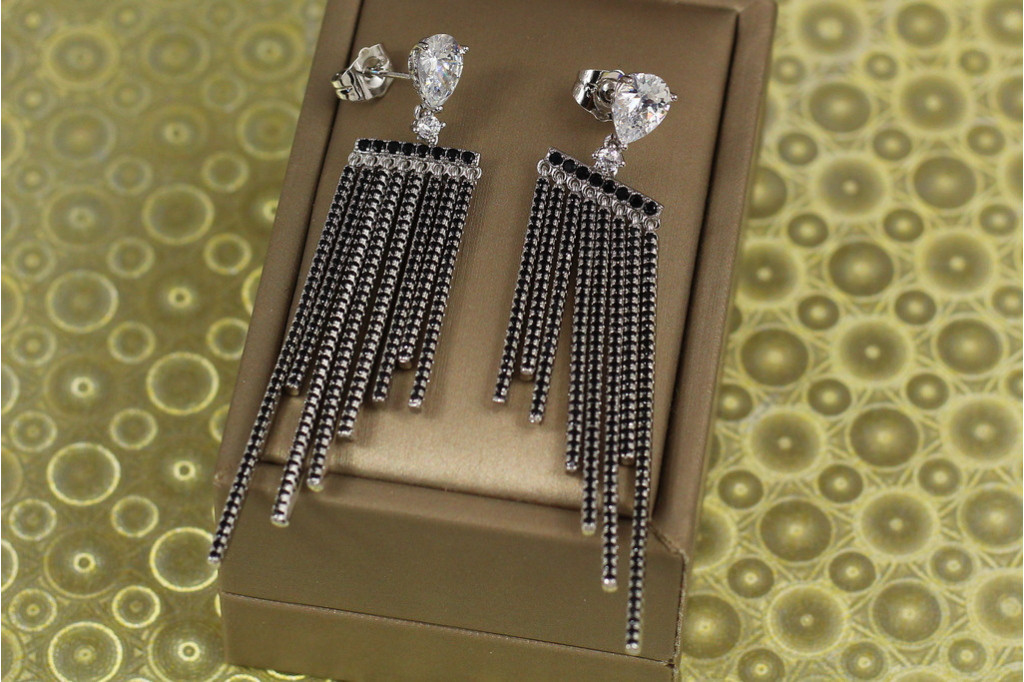 Сережки гвоздики Xuping Jewelry підвіски сяючі промені 7 см сріблясті