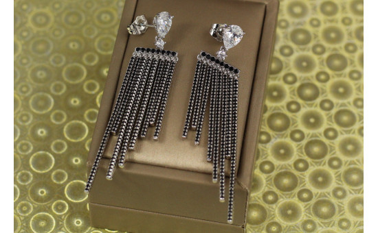 Сережки гвоздики Xuping Jewelry підвіски сяючі промені 7 см сріблясті