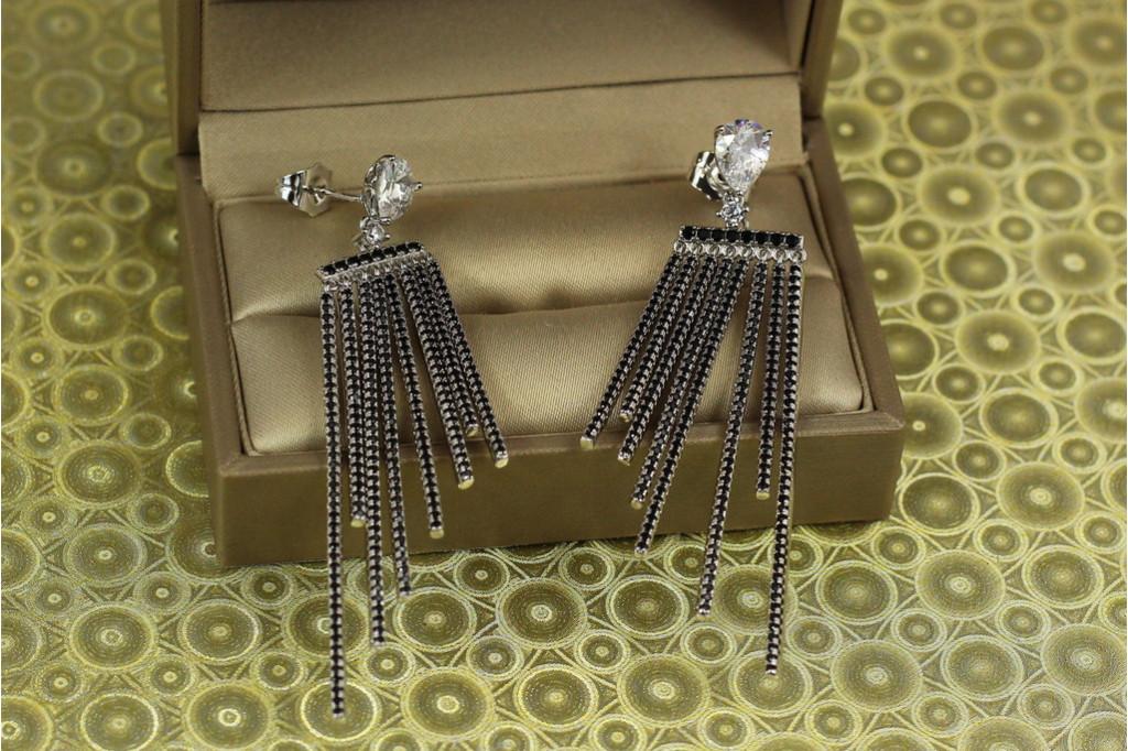 Сережки гвоздики Xuping Jewelry підвіски сяючі промені 7 см сріблясті